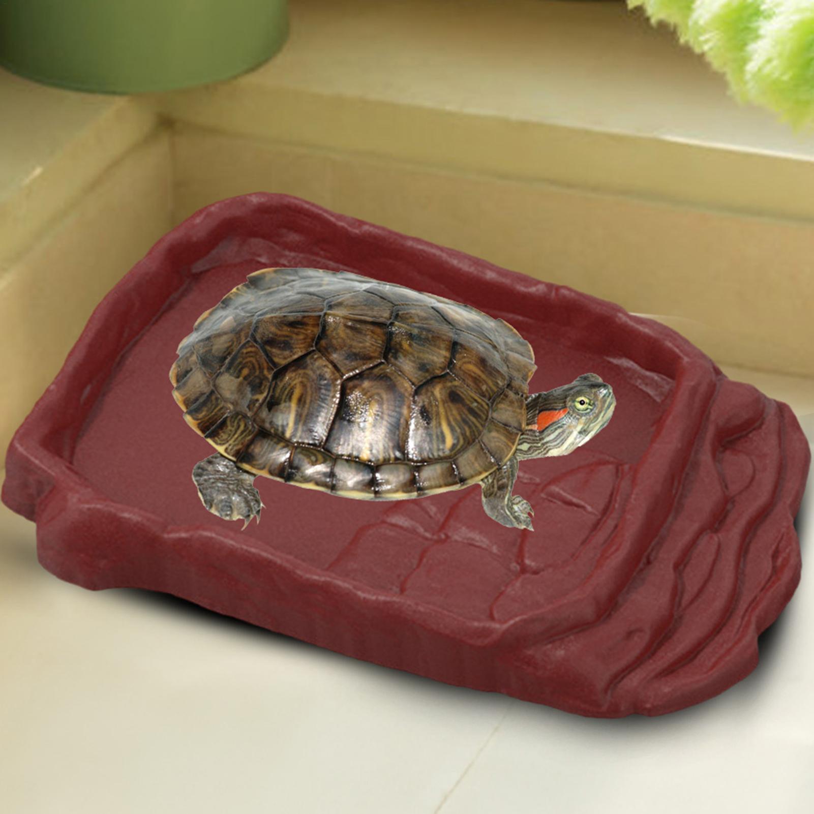 Water Dish Reptile - Turtle Water Dish With Anti-Slip Imitation