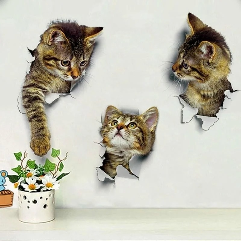 3pcs 3D Cute Cat Self-adhesive - Pvc Panel Background recensione e prezzo