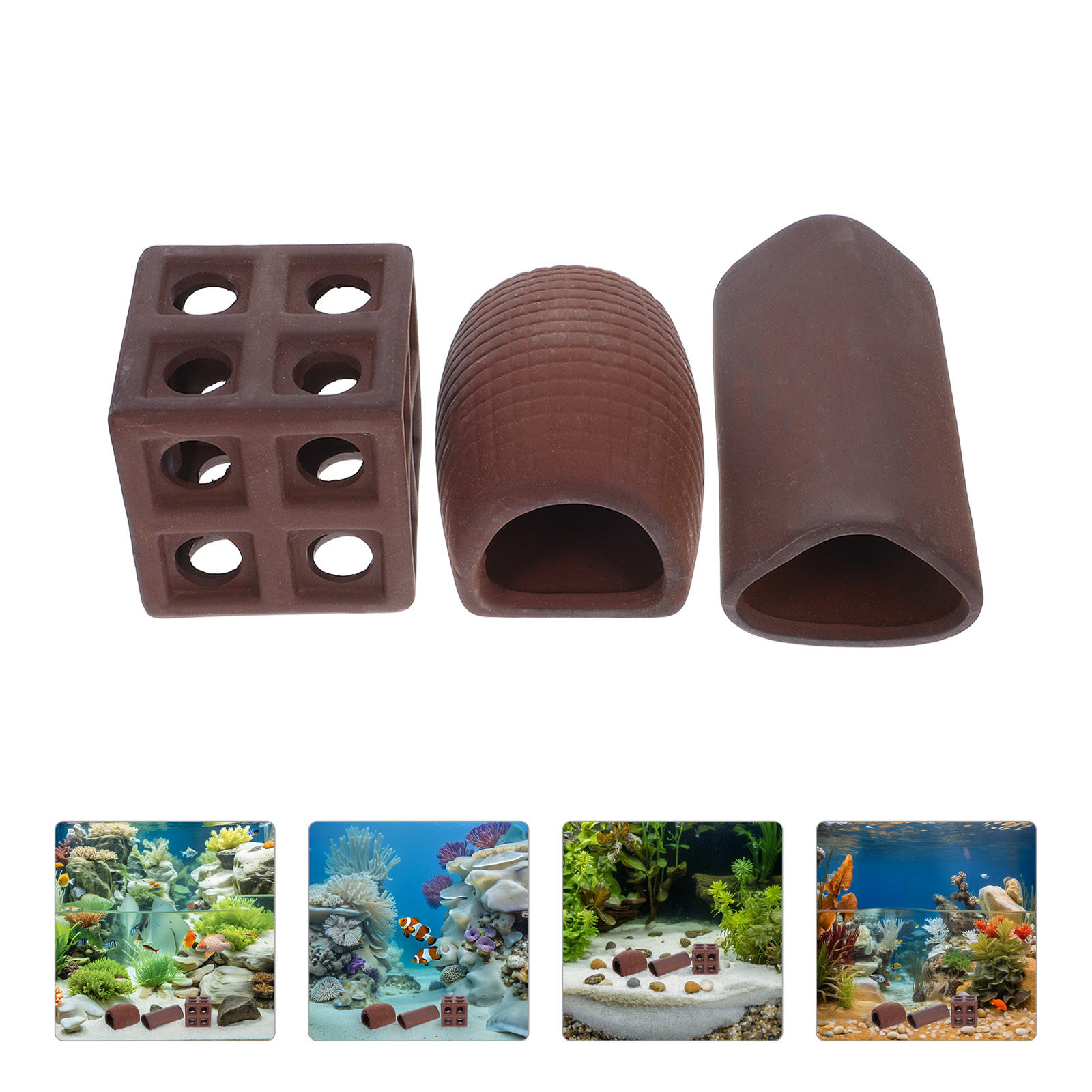 3Pcs Aquarium Decorative Rocke - Hide Cave Ceramic recensione e prezzo